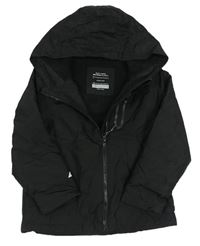 Černá šusťáková zateplená bunda s kapucí Primark