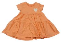 Oranžové bavlněné šaty se srdíčkem s nápisem F&F
