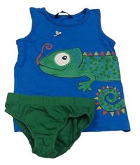 2set - Modré tílko s chameleonem + zelené slipy George
