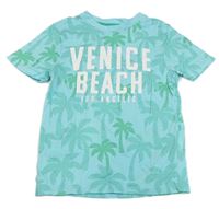 Světlemodré tričko s palmami a nápisem H&M