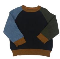Tmavomodro-khaki-modrošedý žebrovaný svetr Next