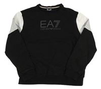 Černo-bílo-šedá mikina s logem Emporio Armani