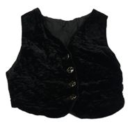 Černá prošívaná sametová slavnostní vesta