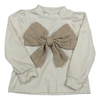 Bílé triko s třpytivou mašlí Shein