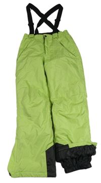 Zelené šusťákové funkční oteplovačky s odepínacími kšandami Crane