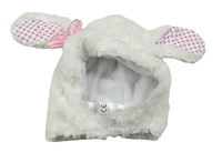 Kostým - Bílá chlupatá podšitá čepice s ušima - králík Amscan