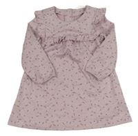 Růžové vzorované šaty s puntíky a volánkem Primark
