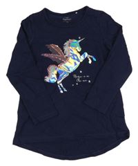 Tmavomodrá tunika s jednorožcem s flitry Topolino