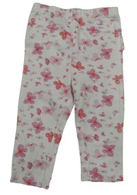 Bílé květované legíny s motýly George