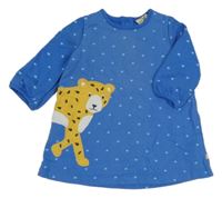 Modré puntíkaté teplákové šaty s gepardem Frugi