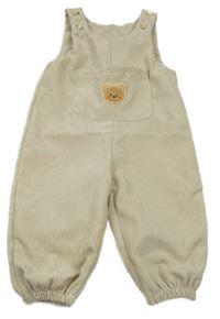 Béžové žebrované laclové kalhoty s medvědem