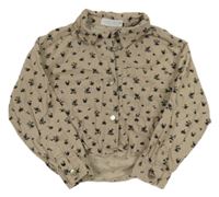 Písková květovaná manšestrová crop halenka Zara