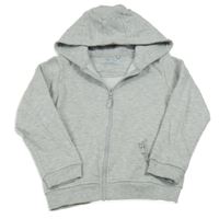 Šedá melírovaná propínací mikina s volánky a kapucí Primark