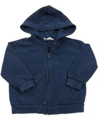 Tmavomodrá propínací mikina s kapucí H&M