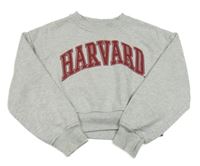 Šedá melírovaná crop mikina s nápisem - Harvard Primark