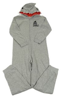 Šedá melírovaná tepláková kombinéza s kapucí - žralok George