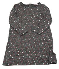 Tmavošedé puntíkaté úpletové šaty Lupilu