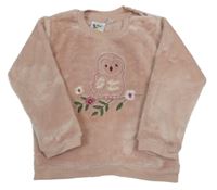 Starorůžová chlupatá mikina se sovou Bubble Gum