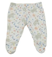 Bílé květované polodupky se slony