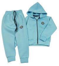 2set - Světlemodrá propínací mikina s kapucí + tepláky Moncler