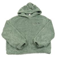 Zelenošedá chlupatá mikina s nápisem a kapucí Shein