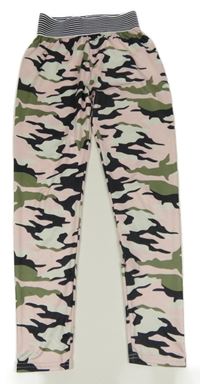 Růžovo-khaki-smetanové army sportovní legíny Shein