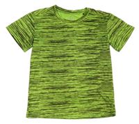 Neonově zeleno-černé melírované sportovní tričko