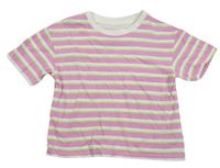 Růžovo-bílo-zelené pruhované tričko Primark