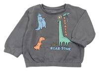 Tmavošedá mikina s dinosaury Primark