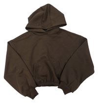 Tmavohnědá crop mikina s kapucí Primark