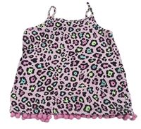 Růžovo-černo-barevný leopardí top s bambulkami Matalan