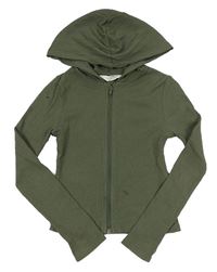 Khaki žebrované propínací triko s kapucí H&M