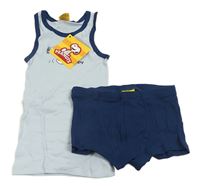2 set - Světlemodré tílko se Snoopym + tmavomodré boxerky 