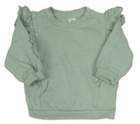 Světlezelená mikina s madeirovými volánky H&M