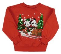 Červená mikina s Mickeym a Minnie zn. George
