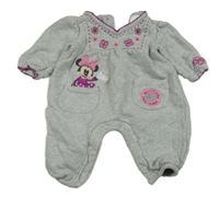 Šedý teplákový overal s Minnie a výšivkami květů Disney