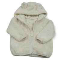 Bílá chlupatá propínací mikina s kapucí Next