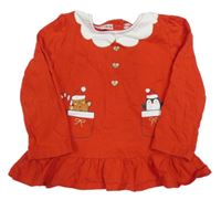 Červená vánoční tunika s volánkem C&A