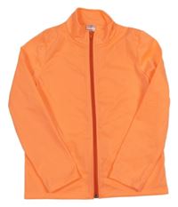 Neonove oranžová propínací sportovní funkční mikina Decathlon