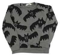 Šedá mikina s černými netopýry H&M