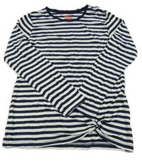 Tmavomodro-bílé pruhované triko 