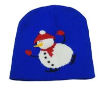 Safírová pletená čepice se sněhulákem 