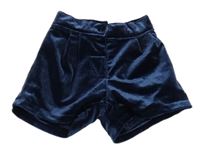 Tmavomodré sametové kraťasy Primark