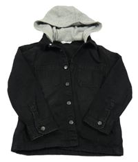 Černá riflová bunda s teplákovou kapucí M&S