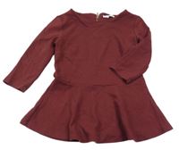 Vínová vzorovaná tepláková tunika s volánkem 