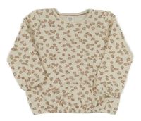 Smetanová květovaná prošívaná mikina C&A