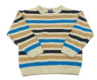 Smetnaovo-modro-tmavomodrý pruhovaný svetr Lupilu