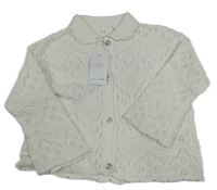 Nové - bílý perforovaný propínací svetr George