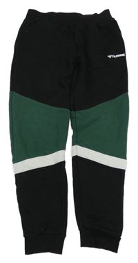 Černo-zelené tepláky s logem Hummel