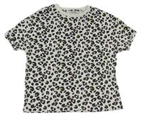 Světlešedé melírované tričko s leopardím vzorem zn. M&S